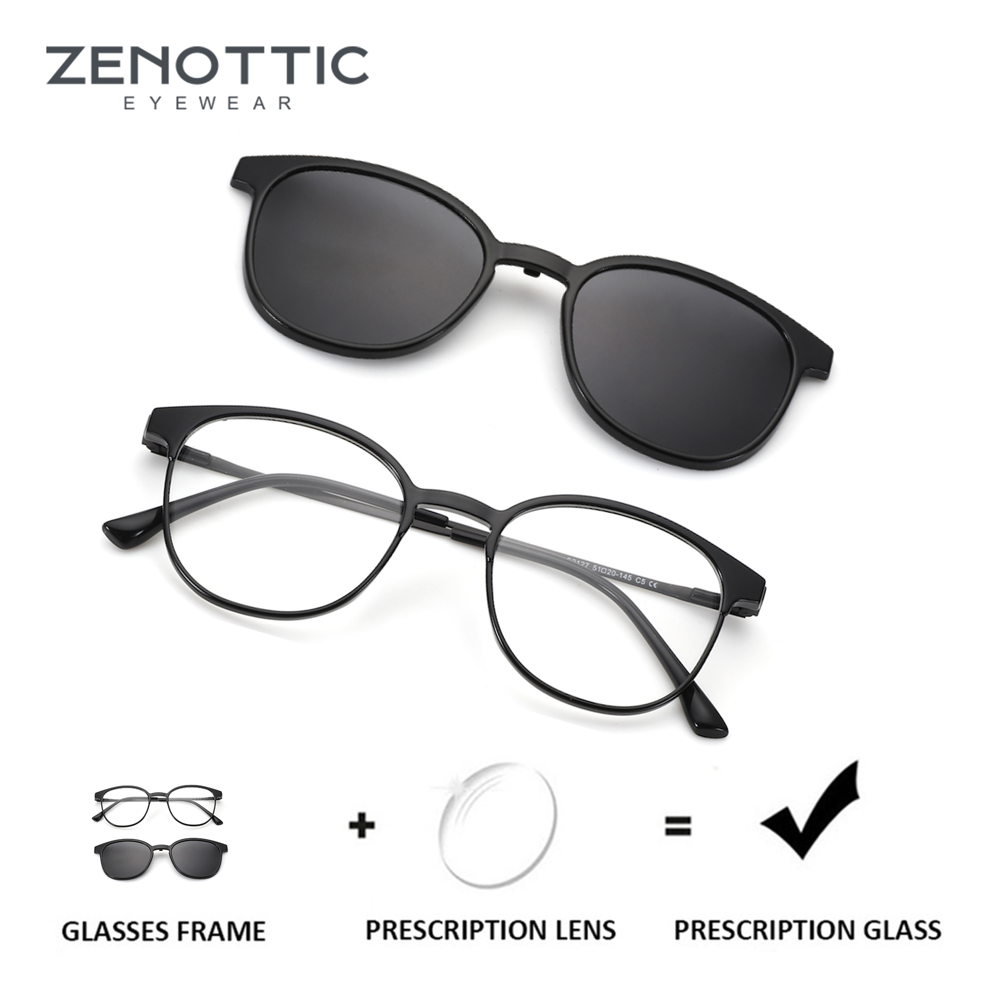 Men Shoes Zegna - ZENOTTIC（L Size）Magnetic Clip-on Square Prescription Glasses