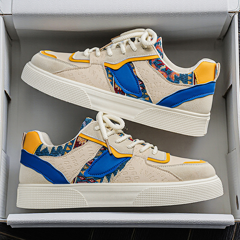 Men Shoes China - Men's Vintage Patchwork Platform Sneakers -