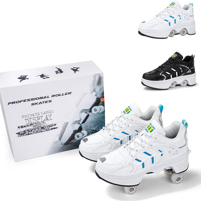 4 Wheels Retractable Roller Sk - Men Shoes Sneakers のレビューと価格