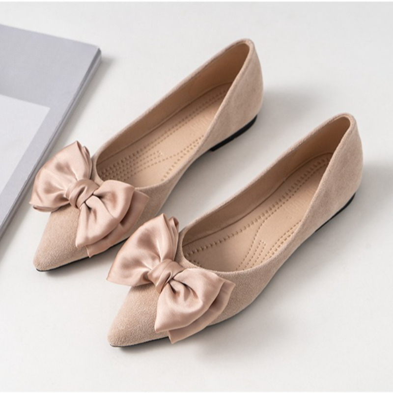 Silk Bowknot Flats Women Flock - Dress Shoe Pointed のレビューと価格