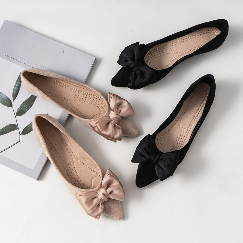 Silk Bowknot Flats Women Flock - Dress Shoe Pointed のレビューと価格