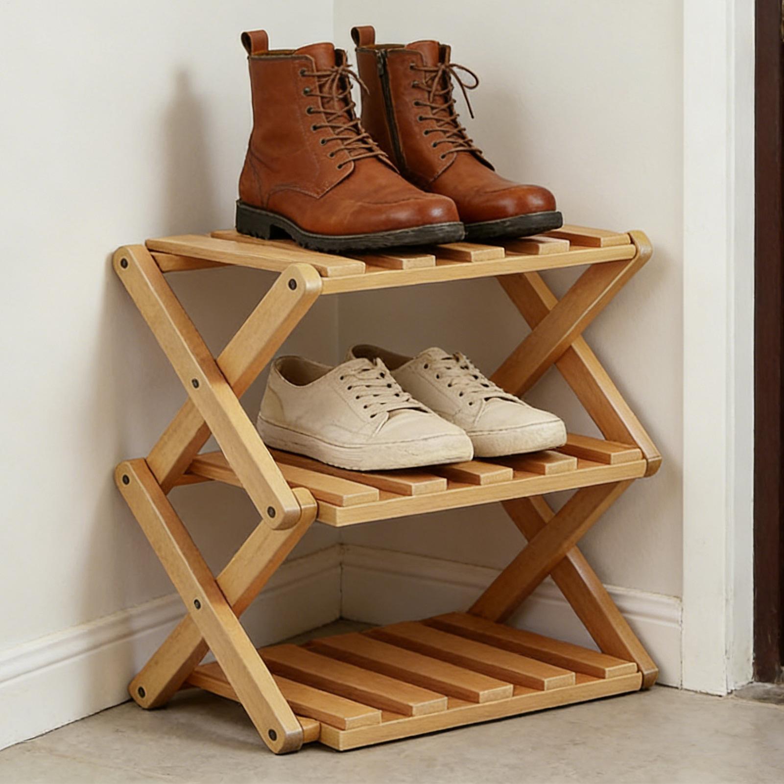 Wooden Shoe Racks 3-Tier Expan - Men Shoes Rack のレビューと価格