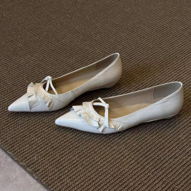 Elegant Leather Ruffles Low-he - Dress Shoe Pointed のレビューと価格