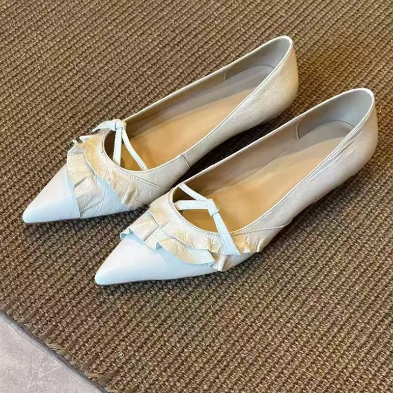 Elegant Leather Ruffles Low-he - Dress Shoe Pointed のレビューと価格