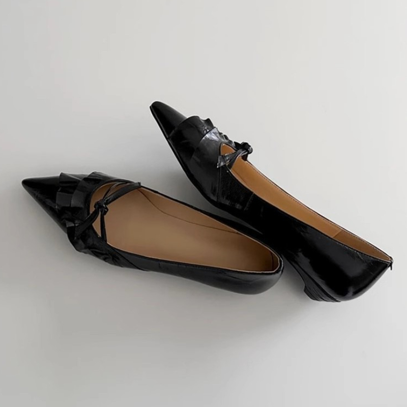 Elegant Leather Ruffles Low-he - Dress Shoe Pointed のレビューと価格
