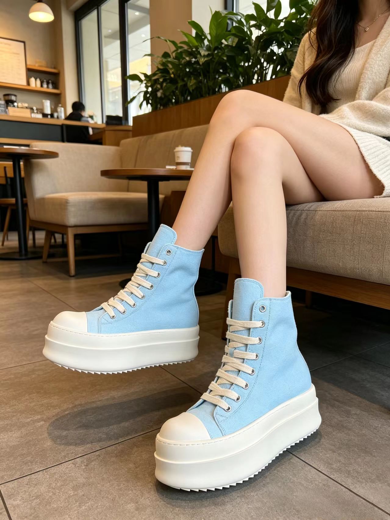 Light Blue High Top Canvas Sne - Men'S Shoes Casual Sneakers のレビューと価格