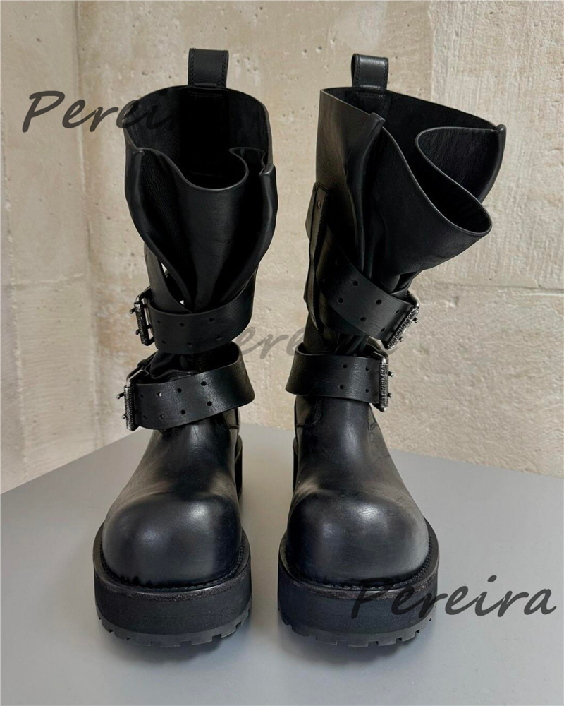 Retro Belt Buckle Motorcycle B - Men Shoes Type のレビューと価格