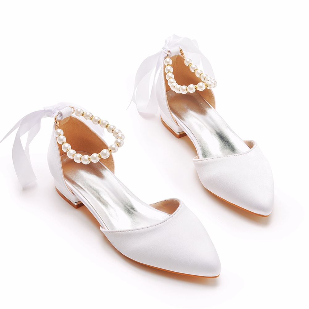 Wedding Shoes Bride Flat Heel  - Dress Shoe Pointed のレビューと価格
