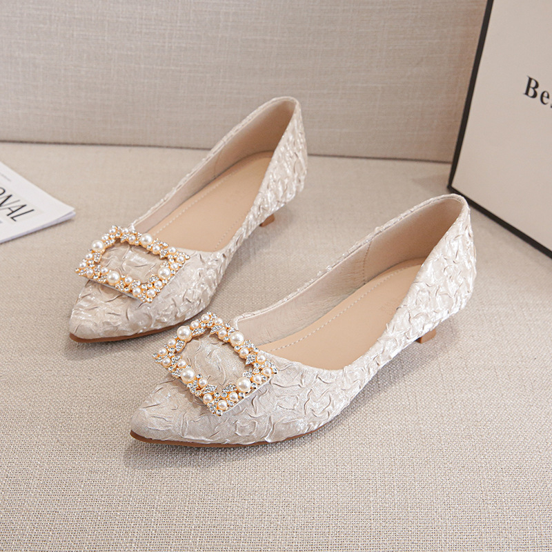 Ivory Textured Satin Pointed T - Dress Shoe Pointed のレビューと価格