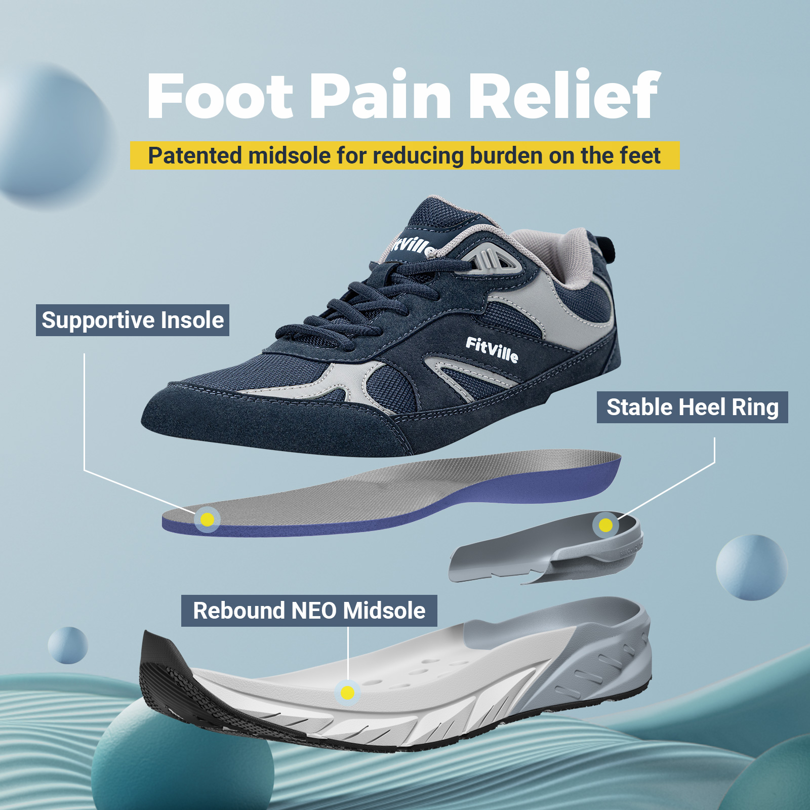 FitVille Newest Walking Shoes  - Men'S Shoes For Wide Feet のレビューと価格