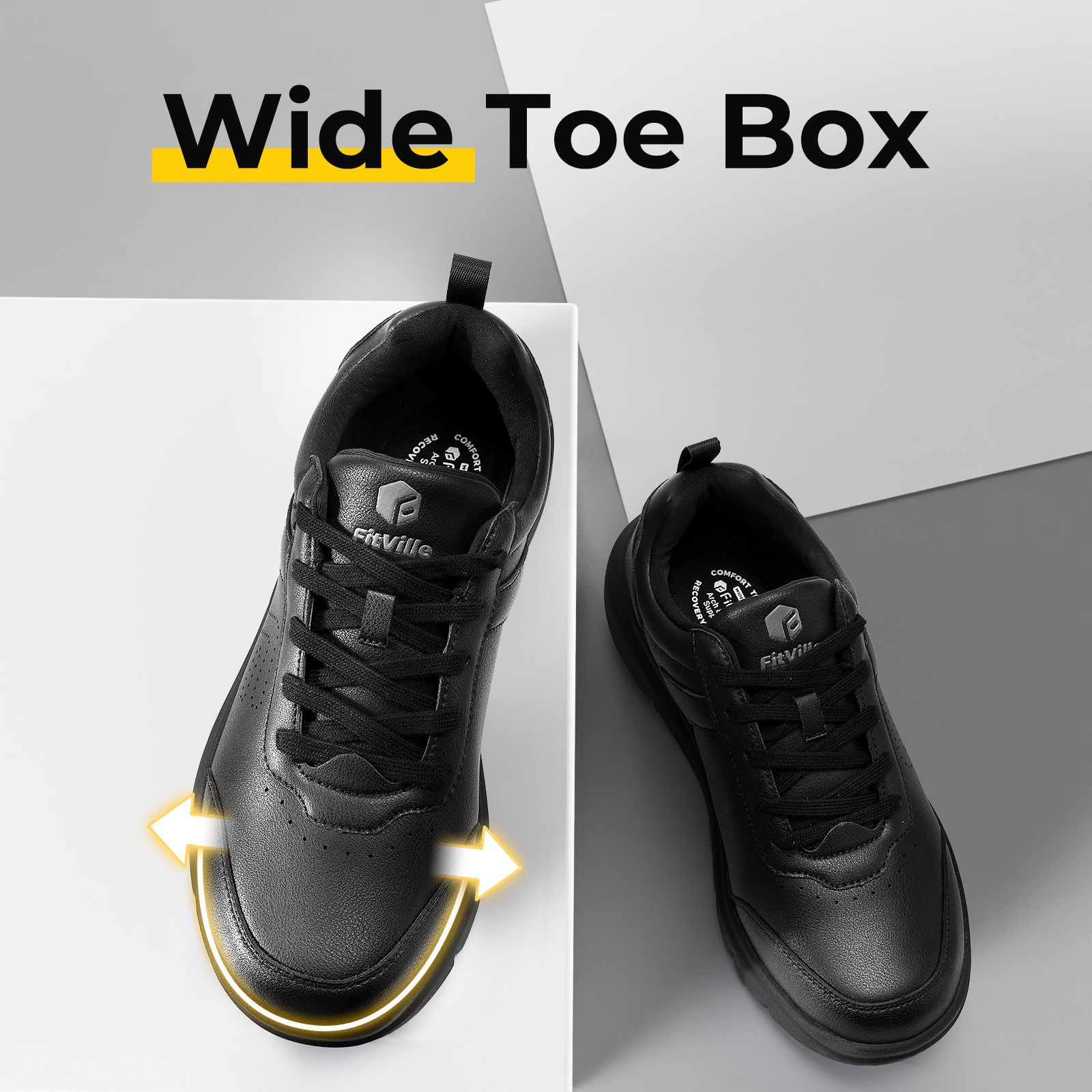 FitVille Men's Casual Leather  - Men'S Shoes For Wide Feet のレビューと価格